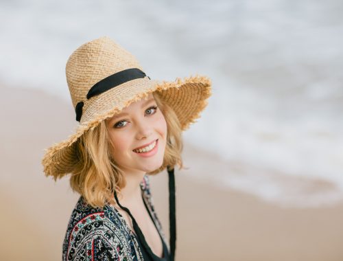 girl with beach hat - summer campaign photoshoot in melbourne
