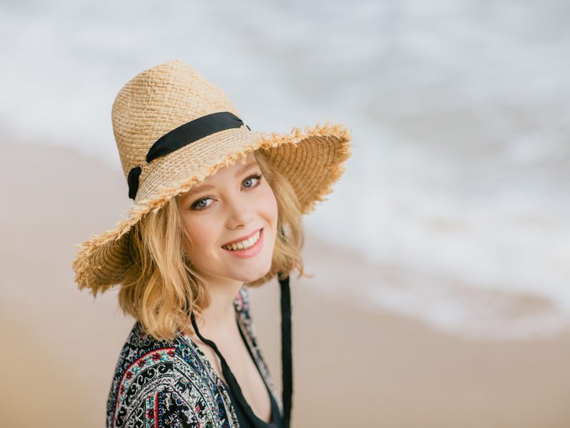 girl with beach hat - summer campaign photoshoot in melbourne