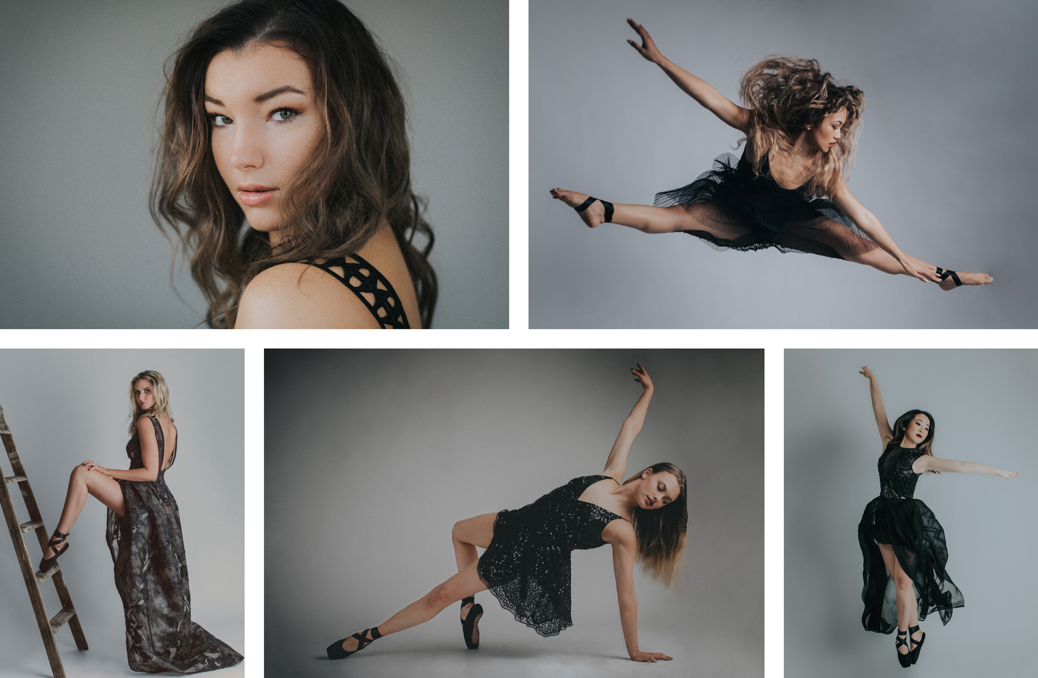 best dance photography in melbourne - Souri creates stunning photographs in the series ballerina en noir in Melbourne. Studio Dance Photography with a creative touch - black dresses.